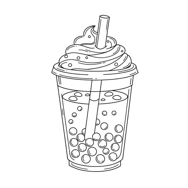 Trắng đen milk tea tranh tô màu trà sữa cute tập tô