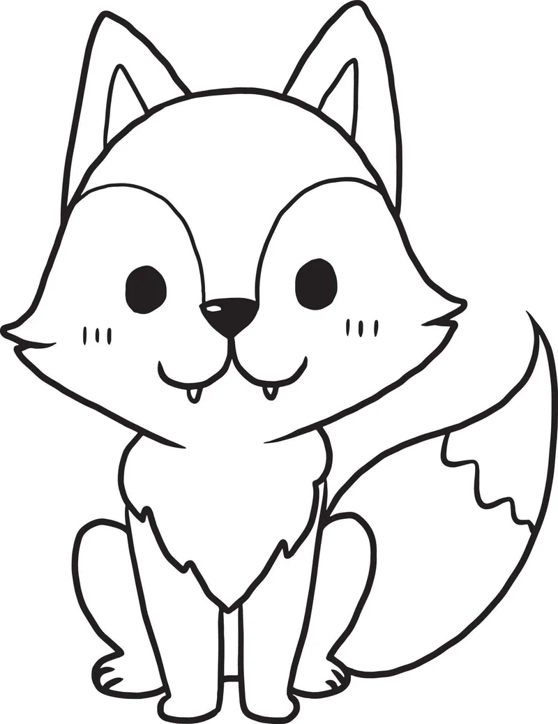 In hình cáo chibi để bé tô màu