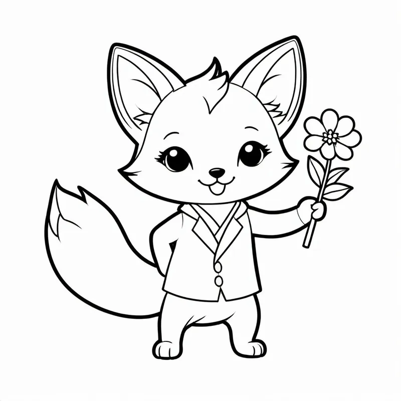 Hình tô màu cáo 9 đuôi chibi huyền bí