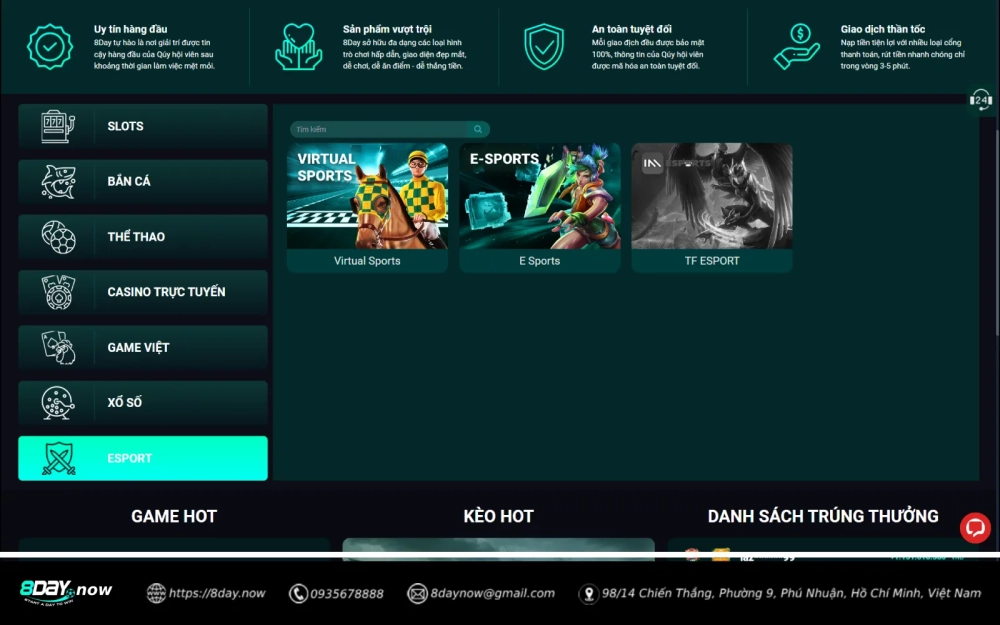 Tại sao nên chọn cá cược esport tại 8day?