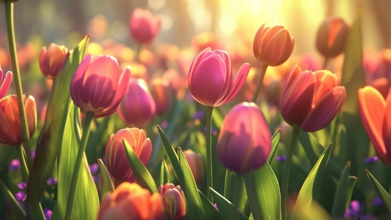 Mẫu hình nền hoa tulip cute và đáng yêu