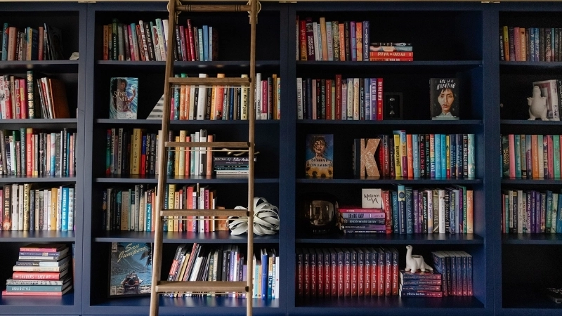 Khi hình nền máy tính có kệ sách để sắp xếp icon