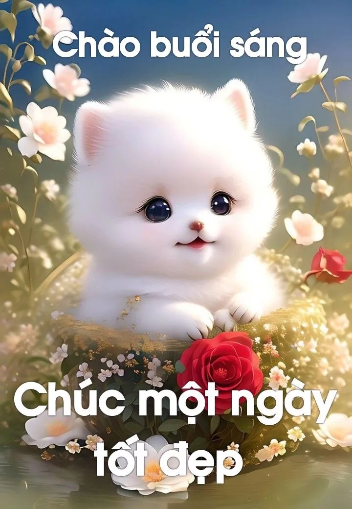 Biểu cảm đáng yêu trong meme mèo chào buổi sáng