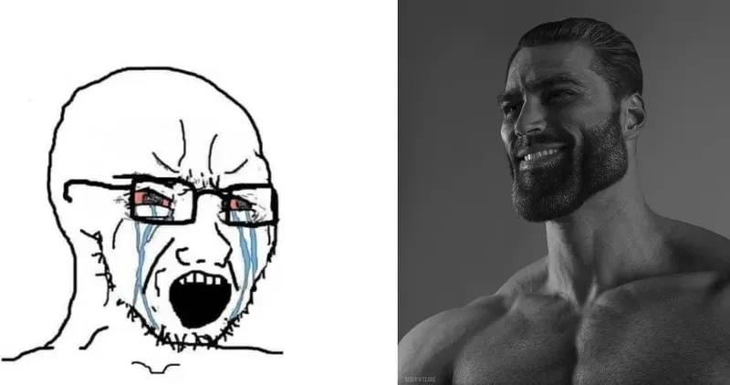Một template meme Gigachad sẵn sàng để sử dụng