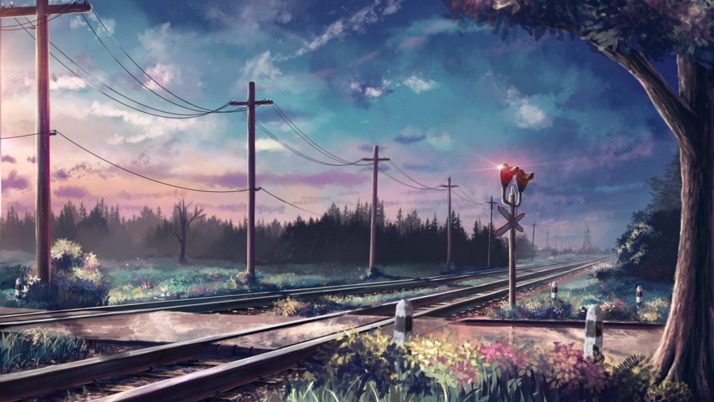 Ảnh anime phong cảnh đẹp với bầu trời đêm đầy sao