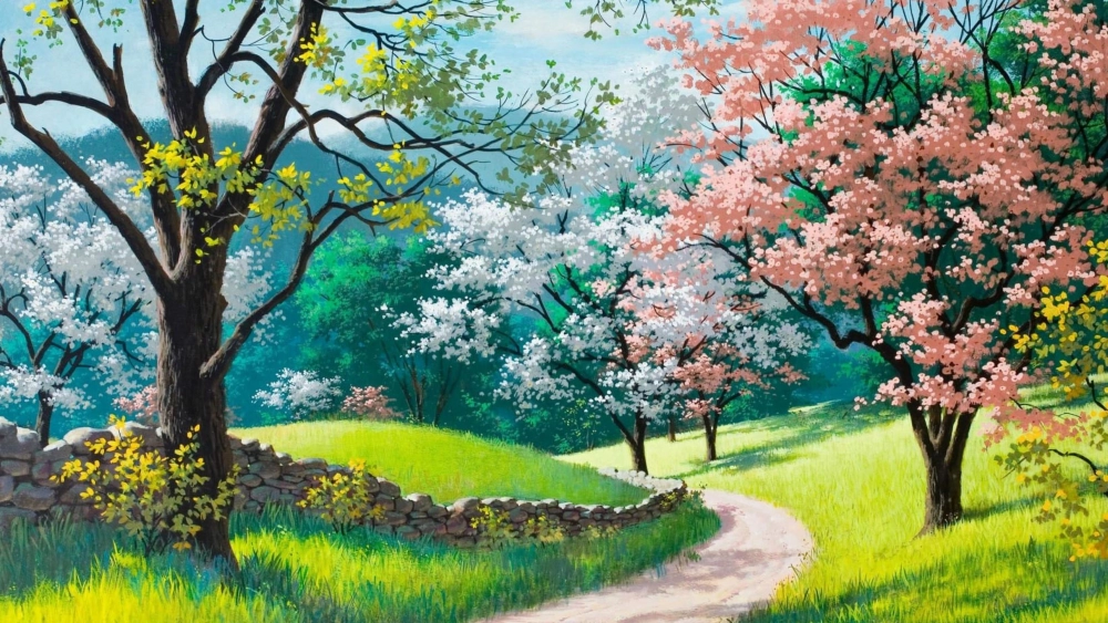 Cách vẽ tranh phong cảnh mùa xuân đơn giản