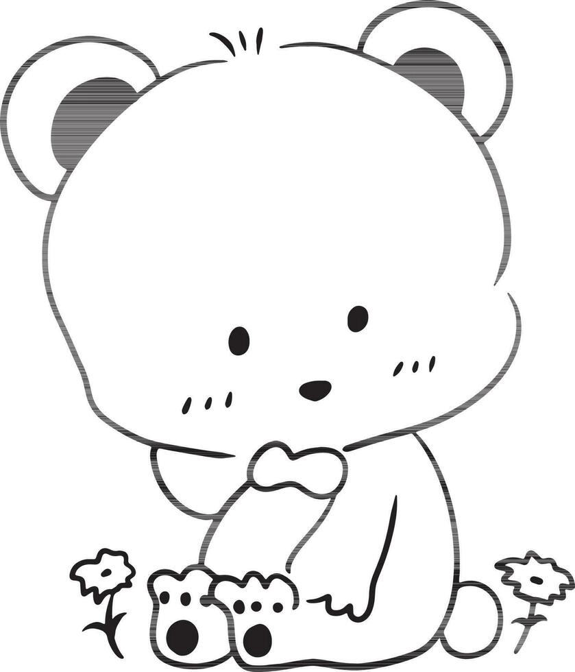 Mẫu tô màu gấu con dễ thương cho bé mầm non