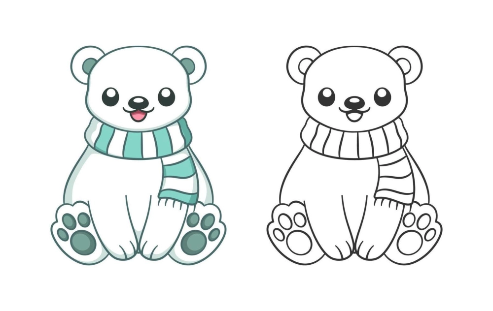 Tranh tô màu gấu trúc chibi đang ăn tre