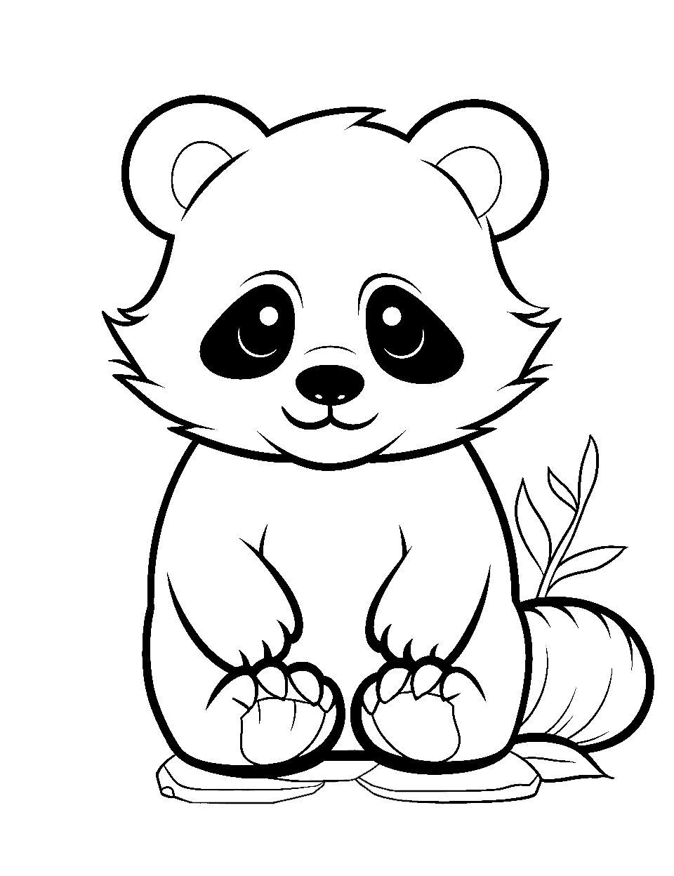 Bé tập tô hình gấu trúc chibi