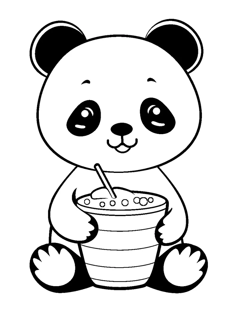 Gấu trúc ăn tre qua các nét vẽ ngộ nghĩnh