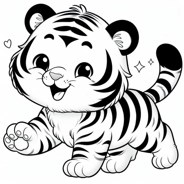 Tranh tô màu Hổ Chibi - Tải miễn phí bộ sưu tập siêu cute