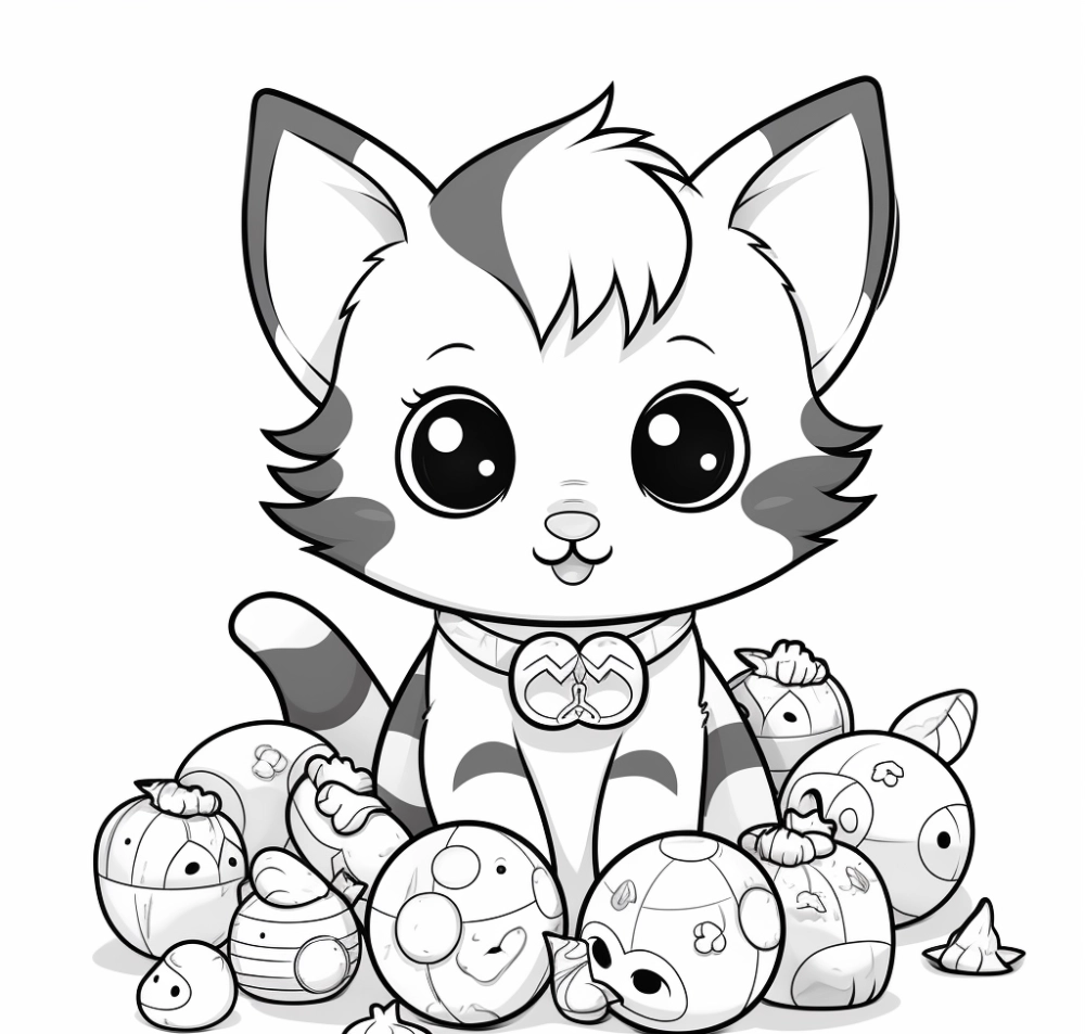 Link tải ảnh mèo chibi tô màu chất lượng cao