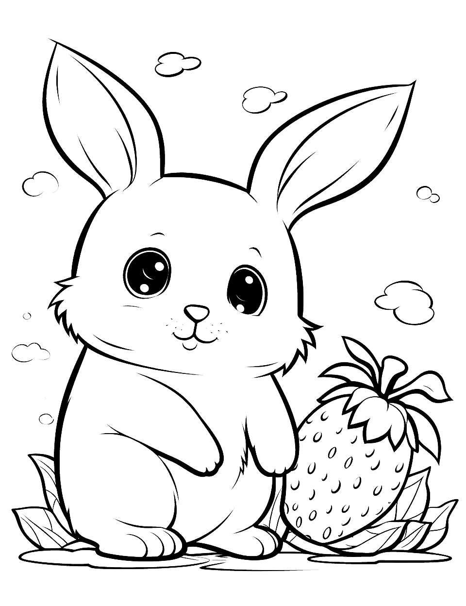 Mẫu tô màu gia đình thỏ con chibi