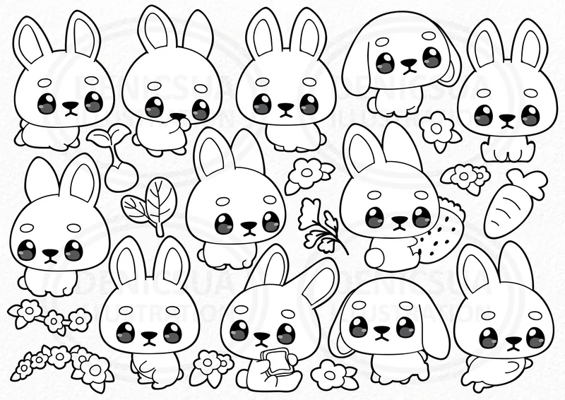 101+ Tranh tô màu thỏ chibi siêu cute cho bé