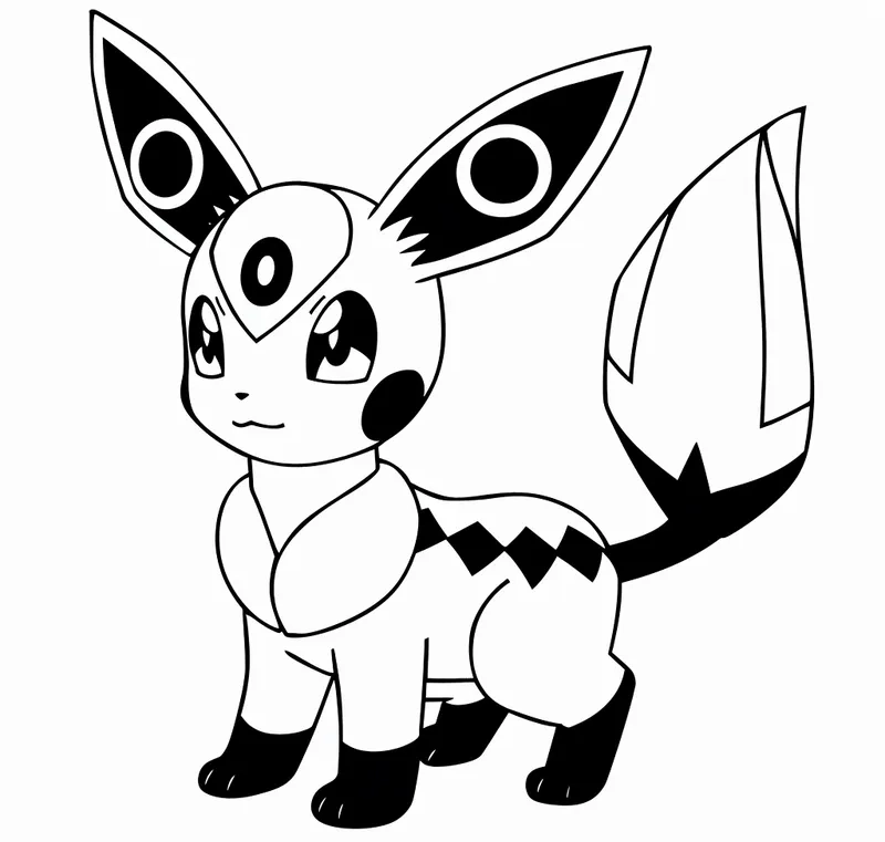 Tranh tô màu umbreon chibi siêu ngầu