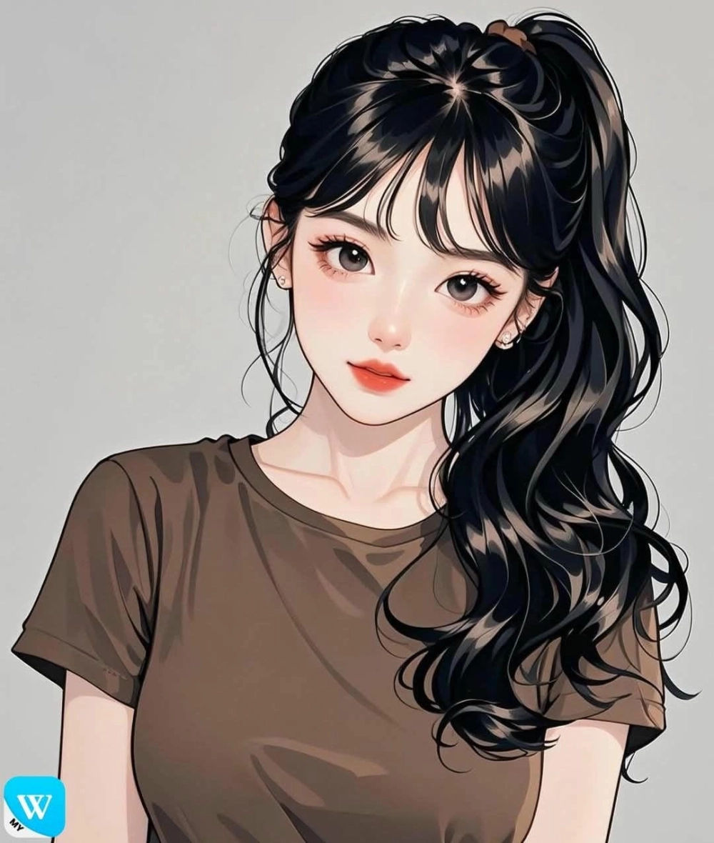 Một hình gái anime xinh với mái tóc dài thướt tha