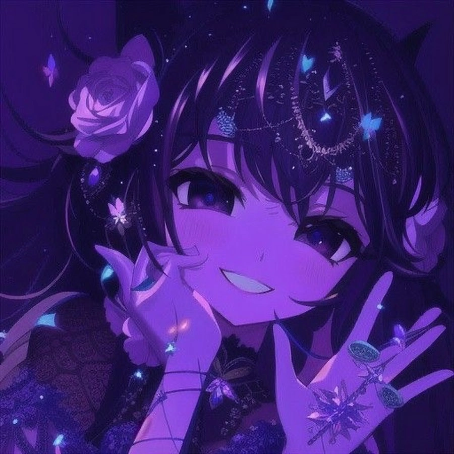 Avatar cặp màu tím siêu đáng yêu