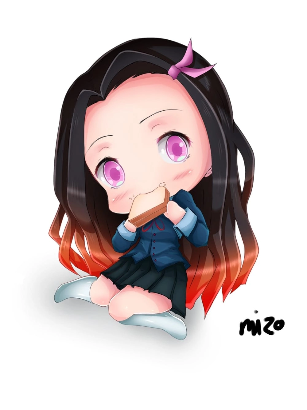 Nét vẽ nezuko chibi art độc đáo