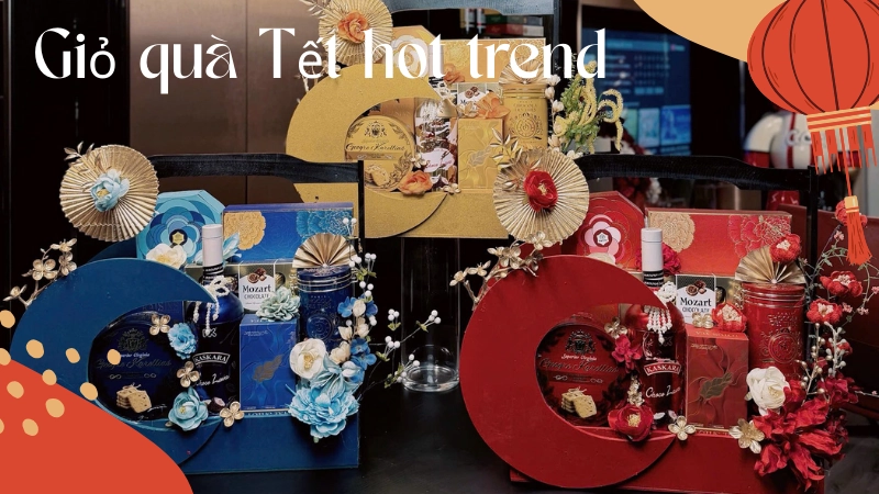 Mẫu làm giỏ quà tết bằng hộp gỗ sang trọng hiện đại