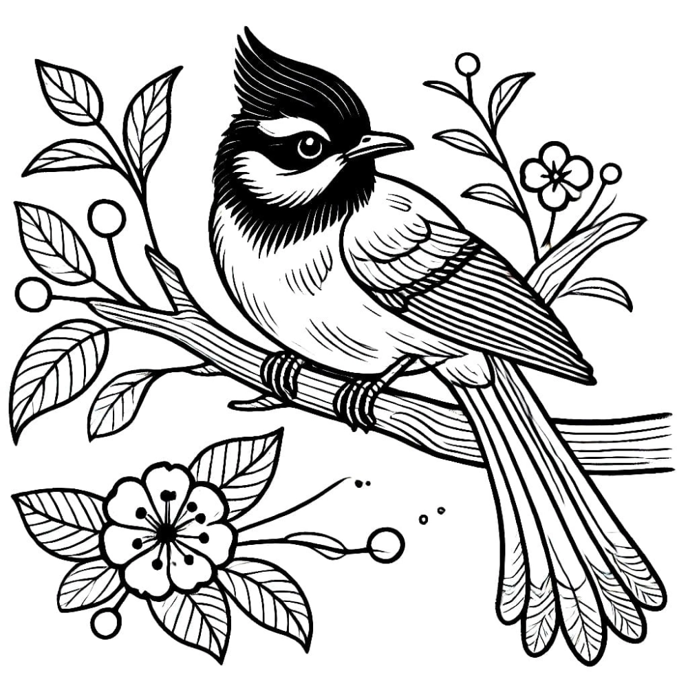 Tranh tô màu chim sẻ dễ thương cho bé luyện tô