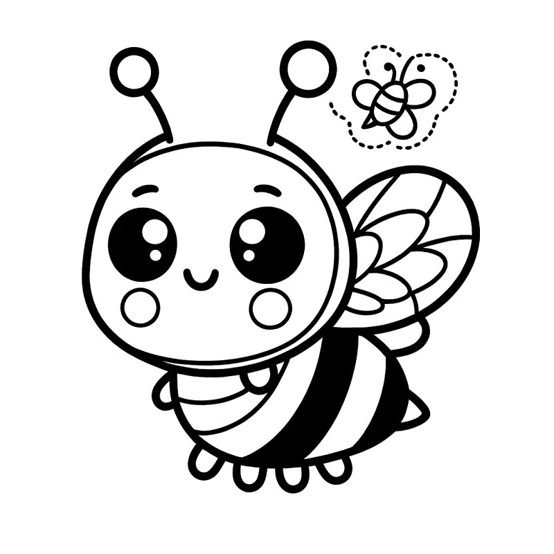 Hình ảnh con ong tô màu sinh động cho bé