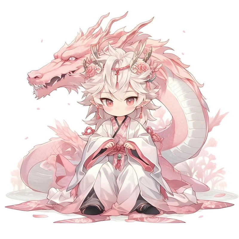 Rồng chibi anime phong cách hoạt hình đáng yêu