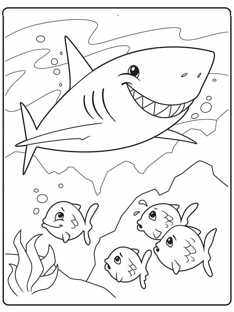 Tô màu con cá mập con cá mập dễ thương sáng tạo quyến rũ cuốn hút