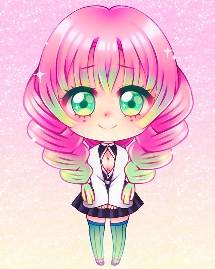 Chibi mitsuri coloring page cho bé tập tô