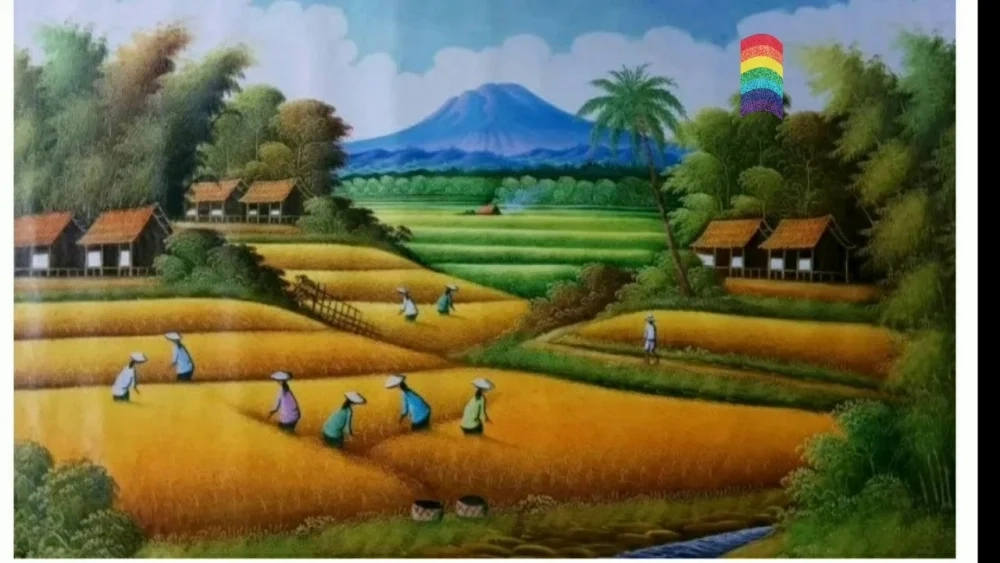 Vẽ tranh phong cảnh đồng lúa nét vẽ đồng lúa quyến rũ cuốn hút