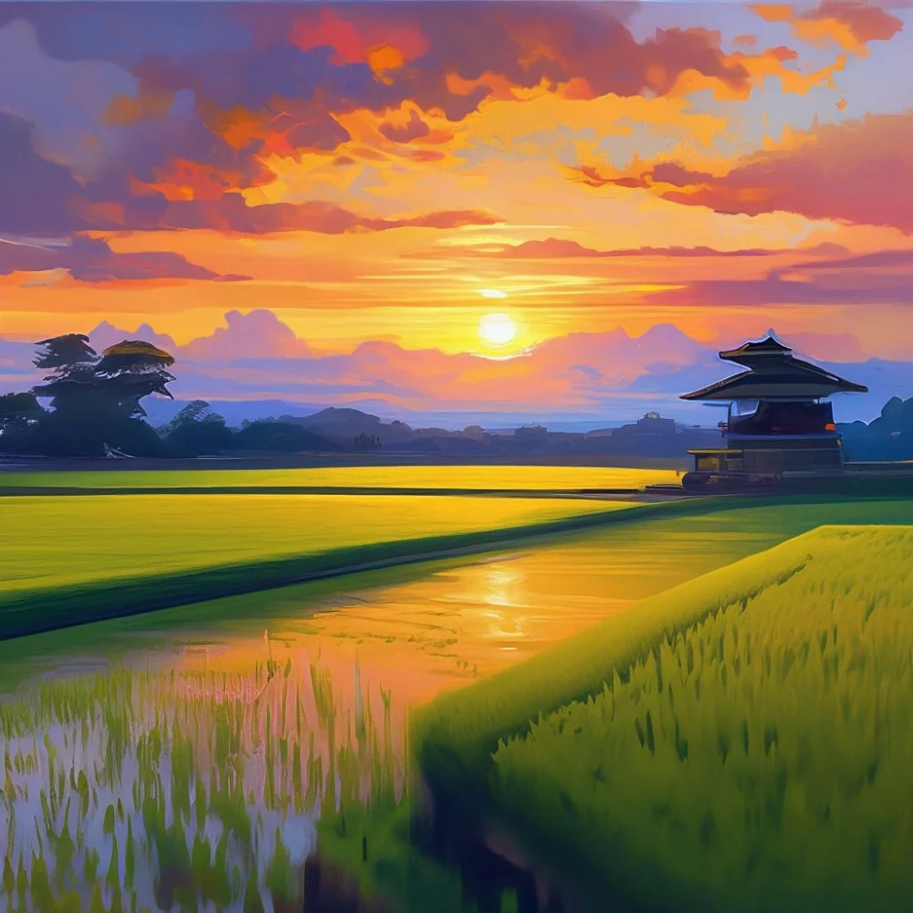 Tranh đồng lúa đồng lúa việt nam quyến rũ cuốn hút bình dị