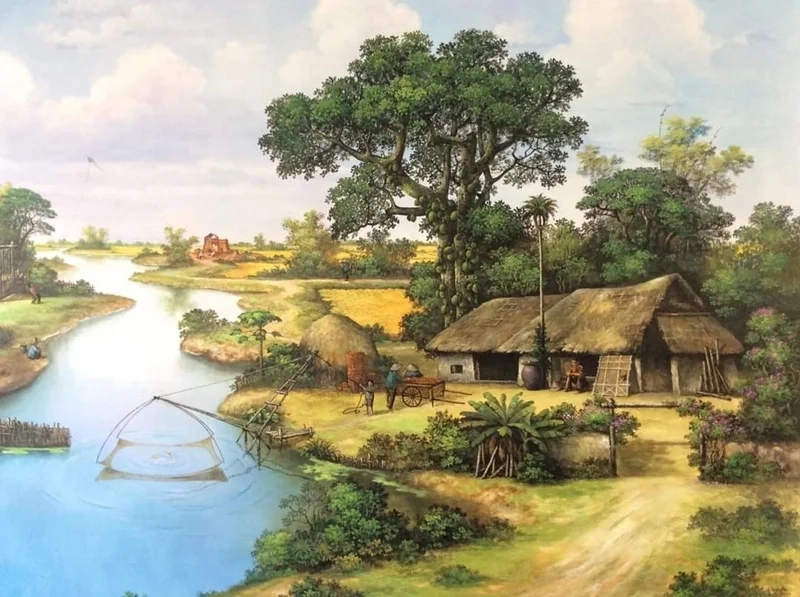 Mỗi nét bút là một tình cảm chân thành dành cho nơi chôn rau cắt rốn khi vẽ tranh về quê hương.