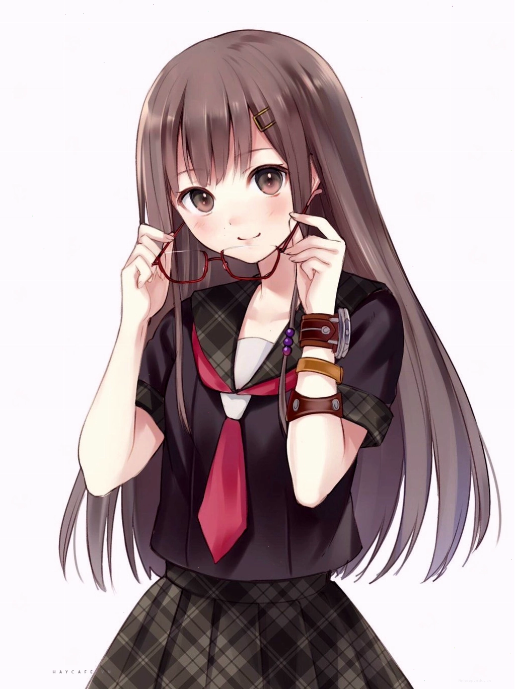 Ảnh anime nữ đẹp đeo kính trí thức