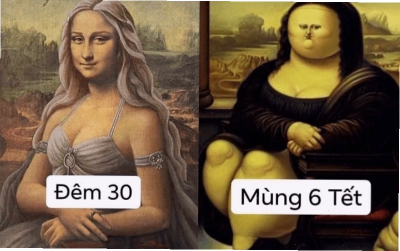 Ảnh chế tết hài hước thể hiện tình trạng tăng cân
