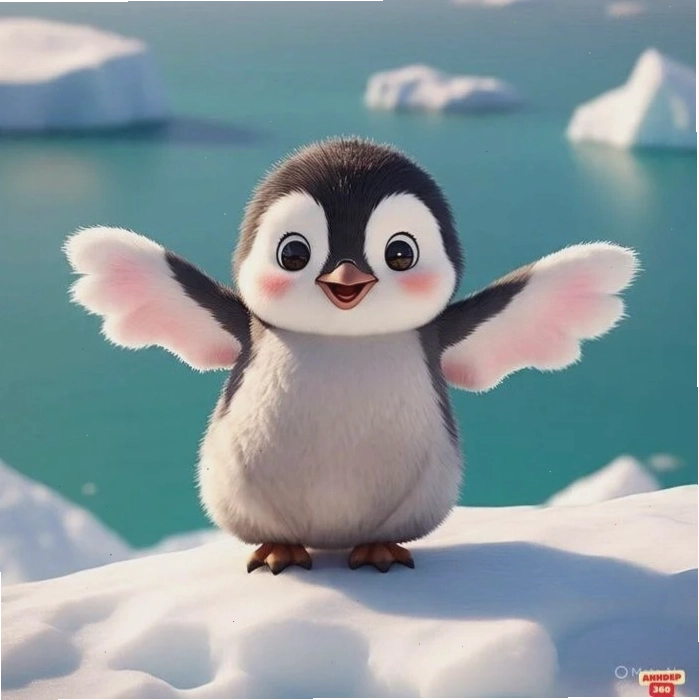 Ảnh chim cánh cụt chibi cực đáng yêu trong trang phục mùa đông