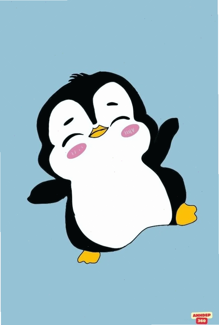 Ảnh chim cánh cụt chibi dễ thương đang tạo dáng