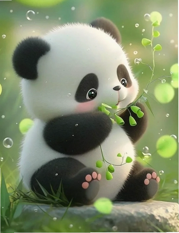 Ảnh gấu trúc cute hoạt hình với màu sắc tươi sáng