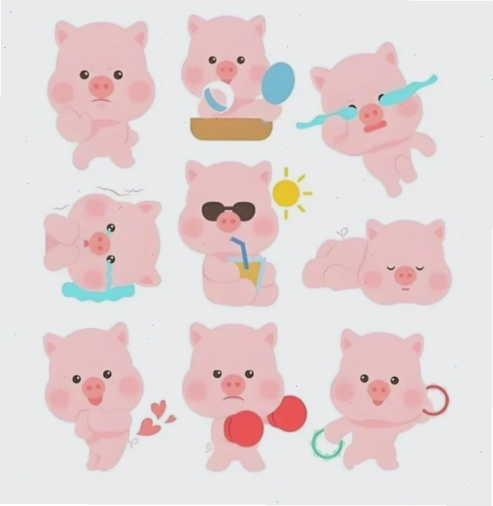 Ảnh heo cute chibi với đôi mắt to tròn đáng yêu