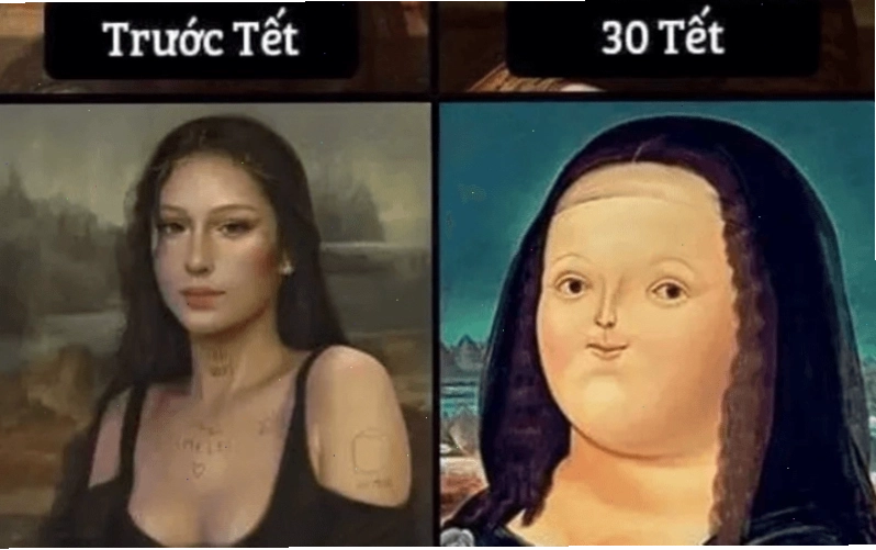 Ảnh meme tết hài hước về việc tăng cân ngày Tết