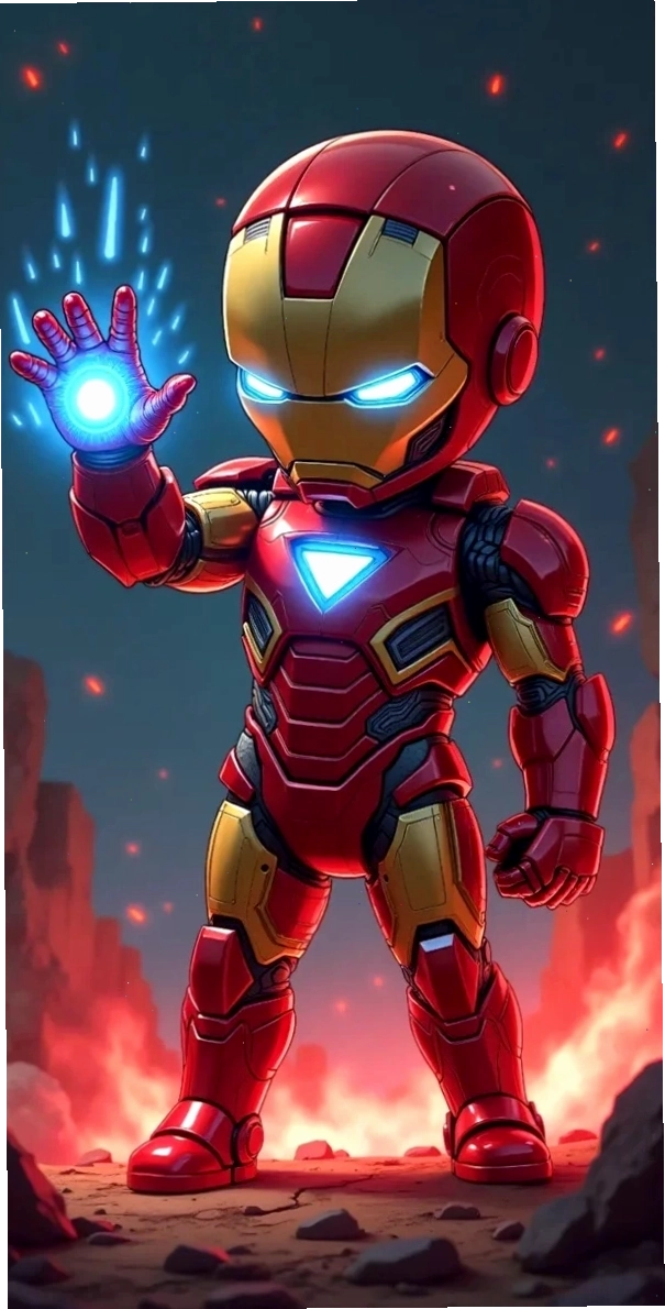Ảnh nền Iron Man Chibi với hiệu ứng ấn tượng