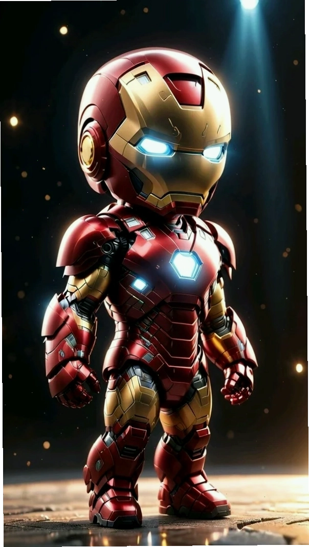 Ảnh nền Iron Man Chibi với màu sắc tương phản cao