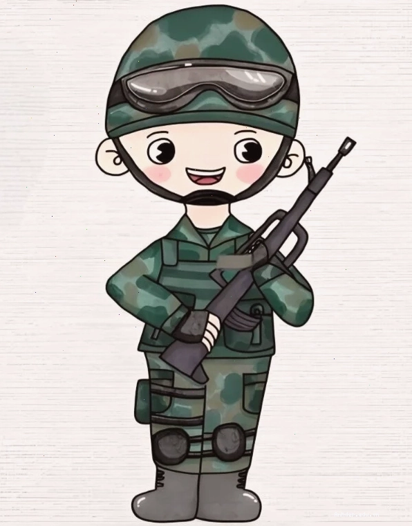 Ảnh vẽ chú bộ đội chibi đơn giản và dễ thương