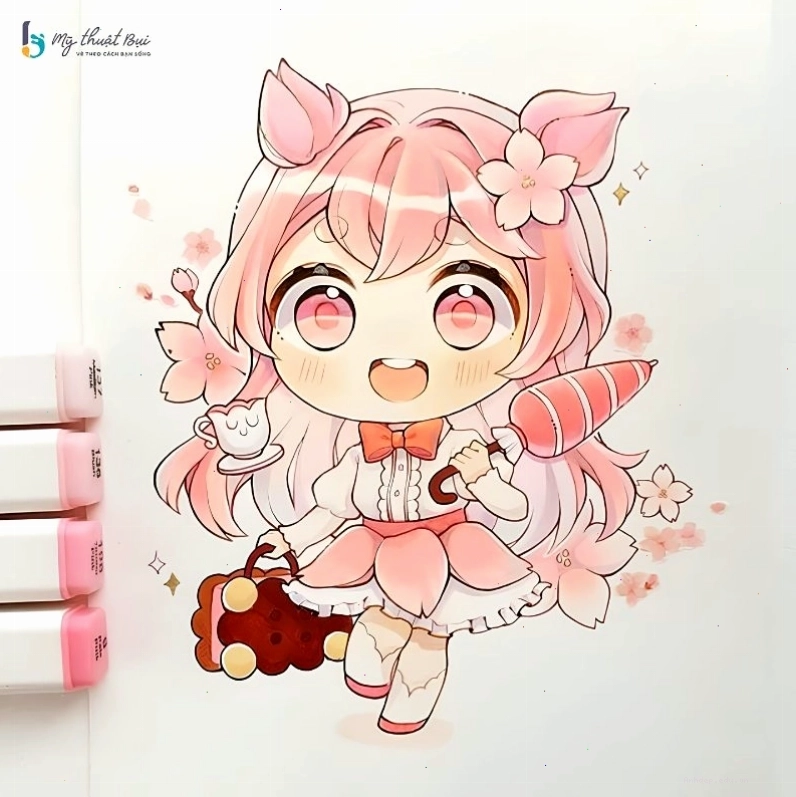 Anime chibi nữ với mái tóc ngắn cá tính
