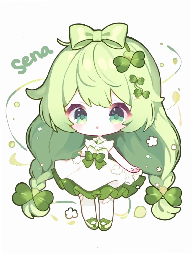 Anime chibi nữ với nụ cười dịu dàng và ánh mắt mơ màng