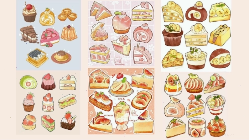 Bánh kem được vẽ theo nét vẽ chibi siêu cute và đáng yêu