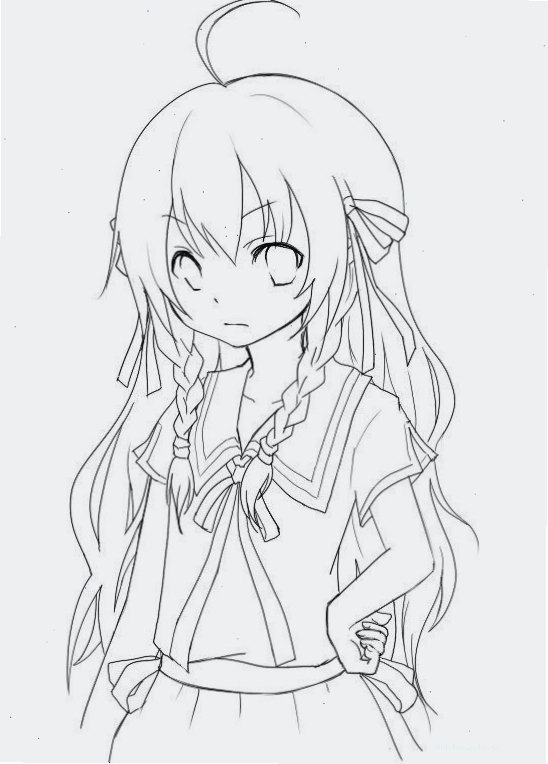 Bé gái anime dễ thương với đôi mắt to tròn