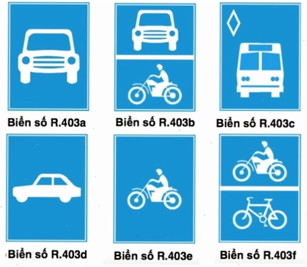 Biển hiệu lệnh R.403 quy định bắt buộc đi thẳng hoặc rẽ trái