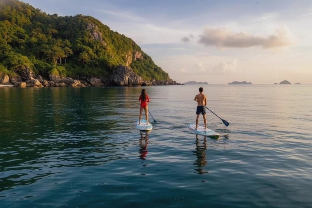 Các dịch vụ giải trí biển tại Lăng Cô bao gồm mô tô nước, chèo kayak và xuồng chuối