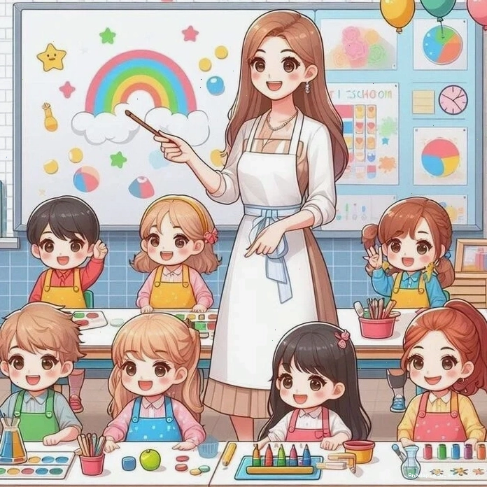 Cách vẽ cô giáo và học sinh chibi