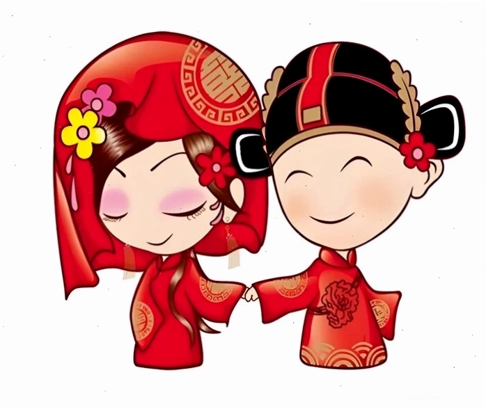 Chibi chú rể cô dâu hạnh phúc