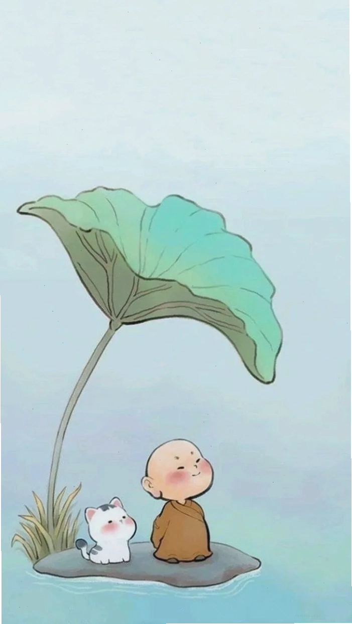 Chibi chú tiểu vẽ tay với nét bút mềm mại